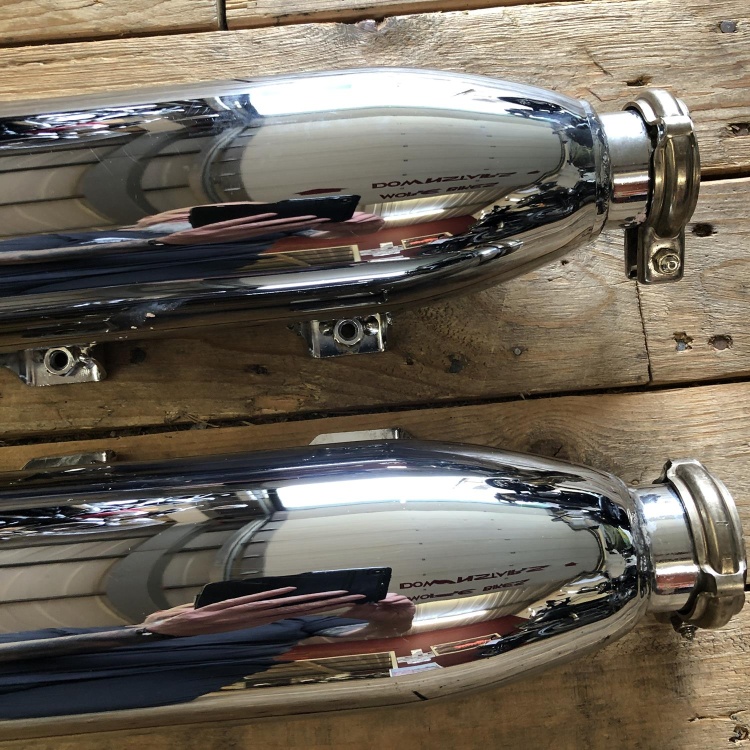 Indian Scout chrome silencers with drilled baffles